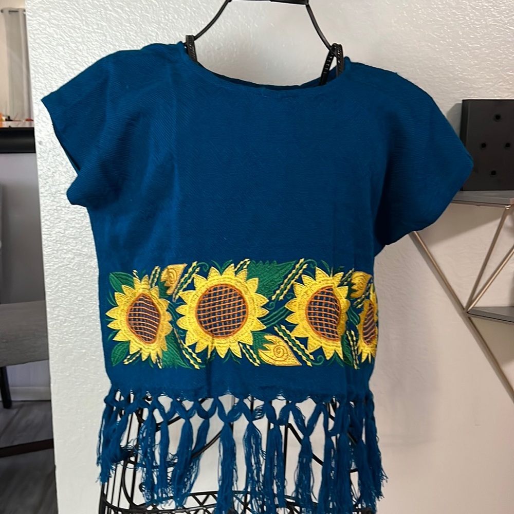 Sunflower teal crop top